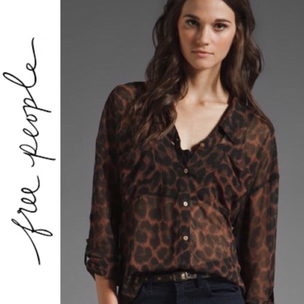 Free People Easy Rider Sheer button down blouse